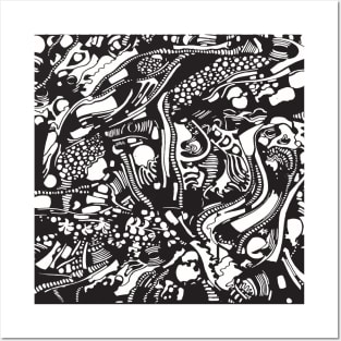 black and white tree pattern Posters and Art